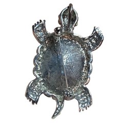 Vintage Rhinestone Turtle Brooch Pendant Stretch Ring Set Clear AB Crystal
