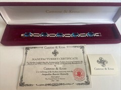 Camrose & Kross Jacqueline Kennedy Blue Topaz Silver Chain Link Bracelet JBK