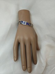 Silver Oval Hinge Clasp Sterling Stamped Made In Mexico Bracelet Inlay Abalone
