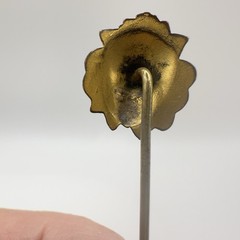 Victorian Gilt Lion Head Stick Pin Paste Garnet Eyes Rhinestone 2.5″