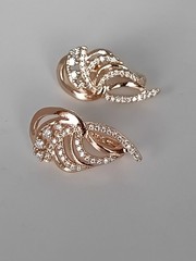Vintage 1990-s 14 Ct Rolled Gold Zircons Earrings-Hallmarked 585 RG