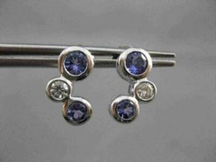 ESTATE 1.03CTW DIAMOND & AAA TANZANITE 14KT WHITE GOLD FLOATING JOURNEY EARRINGS