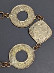 Vintage British India 1/2 Anna 1 Pice 7 Coin Bracelet