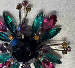 Vintage Maltese Cross Multicolor Round and Marquise Cut Rhinestones
