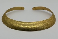 Vintage Milor Italy Brushed Textured Bronze Collar Torque Choker Necklace Signed