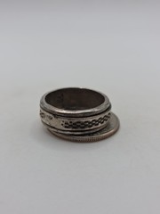 Vintage Sterling Silver 925 Mexico Geometric Spinner Band Ring Size 9 7.4g