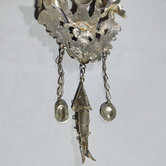 Vintage Peruvian Pendant Silver Tone Figural Peacock Bird READ