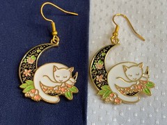 Vtg Mixed Cat Jewelry Lot Enamel Faux Pearl / Onyx / Gems Rhinestones