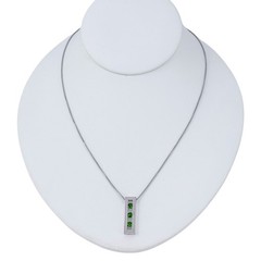 Green Triple Diopside Pendant | Sterling Silver 925 Necklace 16”-18” Gift