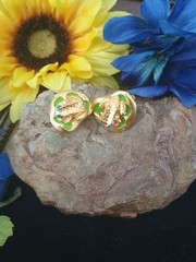 Vintage Mimi D N Signed Figural Frog 🐸 On Lilypad Enamel Gold Tone Clip On…
