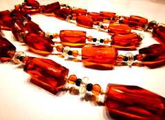 VINTAGE CZECH GLASS HUGE BEAD 56 IN LONG NECKLACE