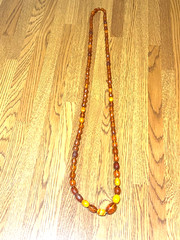 🔥Antique Vintage Genuine Amber Necklace Beads On String Butterscotch Egg Yolk36