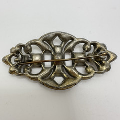 Vintage Edwardian Revival Art Deco Style Brooch Multicolor Rhinestones 2.5″