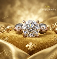 Vintage 1.83CT Round Lab Created Diamond Art Deco Ring 14K Two-Tone Gold Finish
