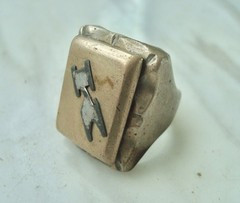 HEAVY 1940’s Vintage “K” MONOGRAM Initial Nickel-Plated Brass BIKER RING Size 9
