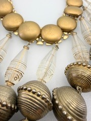 Vtg 1950s 50s EGYPTIAN Revival LUCITE & Metal Bib STATEMENT Necklace MASSIVE!