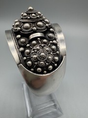 Vintage Antique Signed 980 Silver Wide 45mm Cuff Bracelet 6.5” Handmade