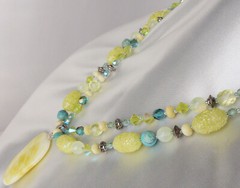 Larzo Necklace Pendant Yellow Jasper Yellow Opalite, Lemon Jade, Blue Opal Plus