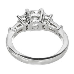 Peter Suchy Vintage Antique Art Deco Cushion Cut Diamond Tapered Baguette Ring