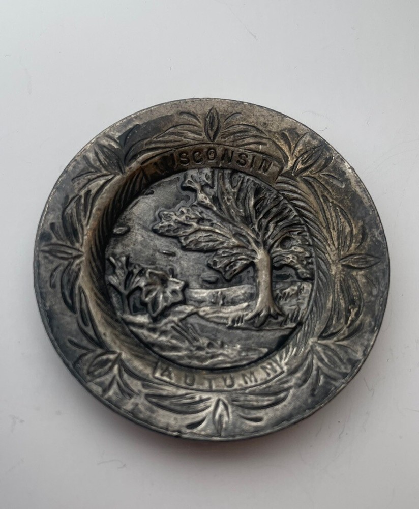 Vintage Signed Pendant – TORINO Pewter “Spring” Round Mini Plate