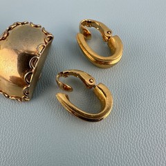 Vintage Designer Clip On Earrings Lot Gold Tone Huggie Climber All Signed