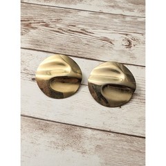 Vintage Clip On Earrings – Pushed In Gold Tone Circle Large – Multiple Marks