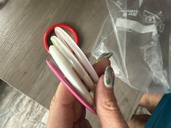 vintage colorful plastic lucite bangle bracelets. Pink , red and white