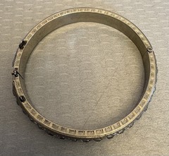 1920s Art Deco Rhinestone Hinged Bangle Signed ALLCO Square Cut Channel Set 7″