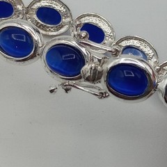 FAS DESIGNER Sterling Silver Blue Lapis Stone Bracelet Vintage Fashion Jewelry