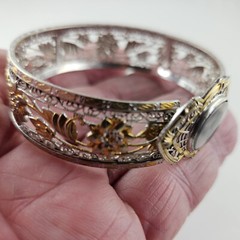 Art Deco Bangle Filigree Design with Mose Agate 1933 J.J. White Mfg. [7911]
