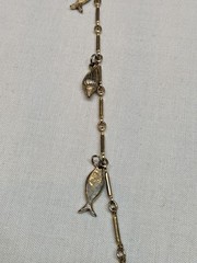 Vintage Fish & Shell Charm Necklace Enamel Cruise Coastal Beach Jewelry ~30″