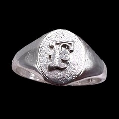 Initial Letter F Signet 925 Sterling Silver Child Baby Woman Pinky Ring Sz 3.25