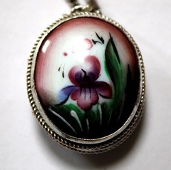 Vintage Enamel Hand Painted Russia Finift Jewelry Necklace-Locket 4 Variation#79