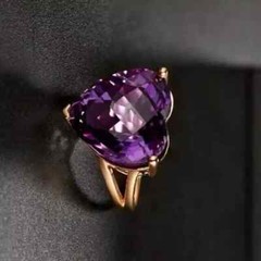 Heart Simulated Amethyst Women’s Gorgeous Wedding Ring In 14K Yellow Gold Plated