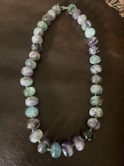 VTG RARE COLORFUL FLUORITE BEAD NECKLACE 21″ LONG 196g