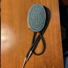 Zuni Bolo Tie, 211 Stones, Larry Moses Begay, Made From Belt Buckle