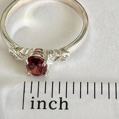 Vintage Silver Red Garnet Stone Solitaire Cocktail Ring Size 9 Plated Victorian
