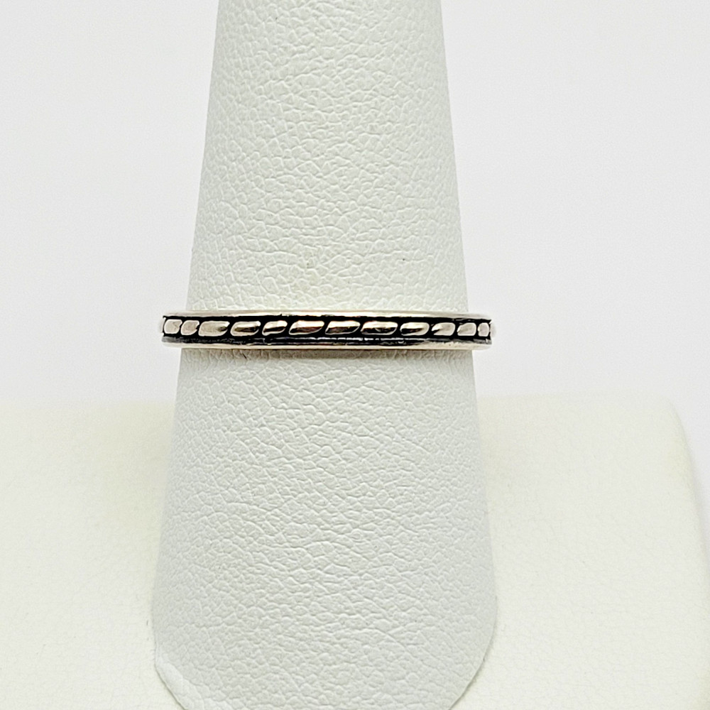 Shube Sterling Silver Rope or Oblong Bead Stackable Band Ring ~ Size 9