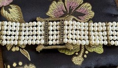 VTG Honora Glass Pearl Opera Choker~Smoky Lavender Crystal Centerpiece~1990s