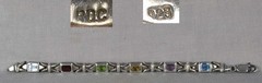 Vintage sterling silver BRACELET 6 different semiprecious stones marked RDC