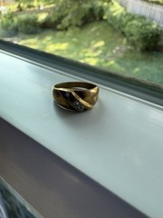 Vintage 14K Gold Diamond Band Ring | Mid Century Solid Gold Classic Design