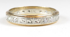 Antique Art Deco 1920’s Diamond Eternity Wedding Band 14KW/Y Ring Size 4.75 UK-J
