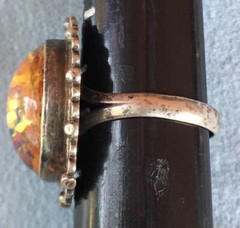 Vintage sterling ring Mexico faux fire opal signed Size 6