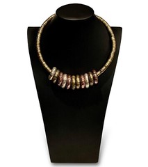 Vtg Nordstrom VCLM NECKLACE Tri Color Metal Silver Gold Copper Classy Cheerios