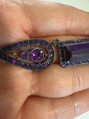 Vintage Purple Acrylic Victorian Style Necklace Gothic Retro Witchy Gunmetal