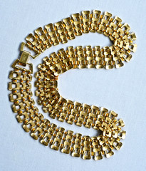 Vintage Napier Gold Tone Panther Link Classic Collar Necklace Signed