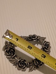 Vintage Peruzzi Bracelet & Clip-On Earrings Set Signed 800 Silver Rose Motif