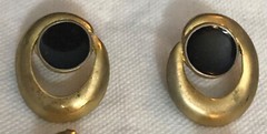 Lot of 5 Pairs of Vintage Estate Black & Gold Themed Pierced Earrings Variety