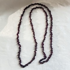 Almandine Garnet Chip Necklace 36” Purple Red Gemstone Beads Opera Length