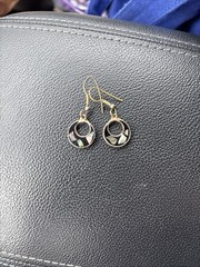 Alpaca Mexico Vintage Dangle Earrings Abalone Shell Enamel